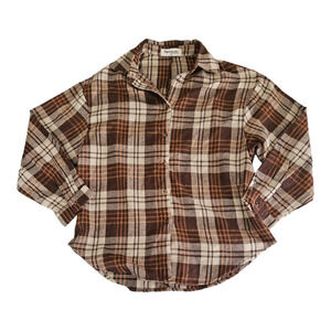 Impressions Medium Plaid Long Sleeve Button Up Shirt
